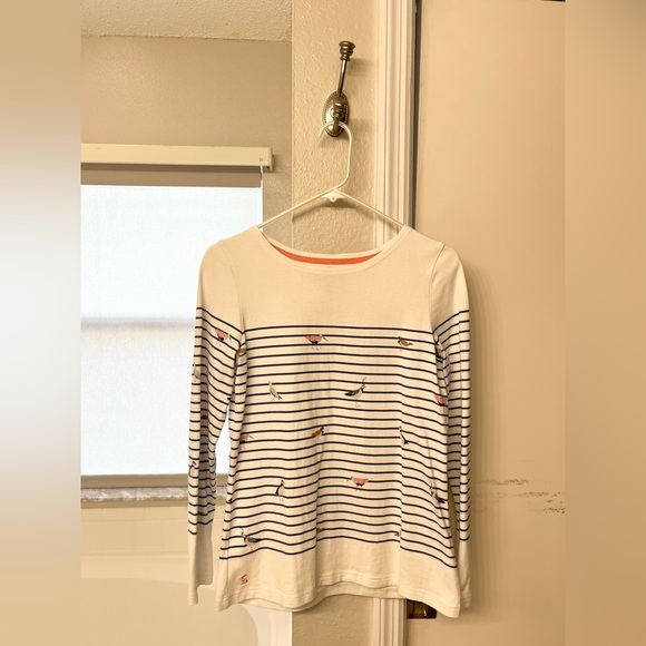NWOT Joules Harbour Print Long Sleeve Jersey Top in Bird Stripe - Picture 4 of 10